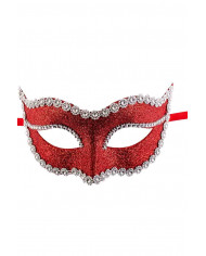 Elegant plastic half face mask, decorated with many red