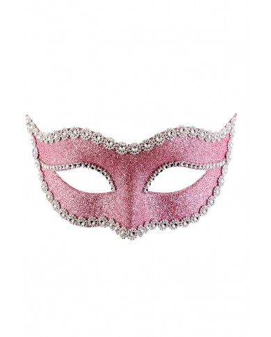 Elegant plastic half face mask, decorated with many pink