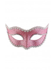 Elegant plastic half face mask, decorated with many pink