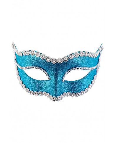 Elegant plastic half face mask, decorated with many light blue