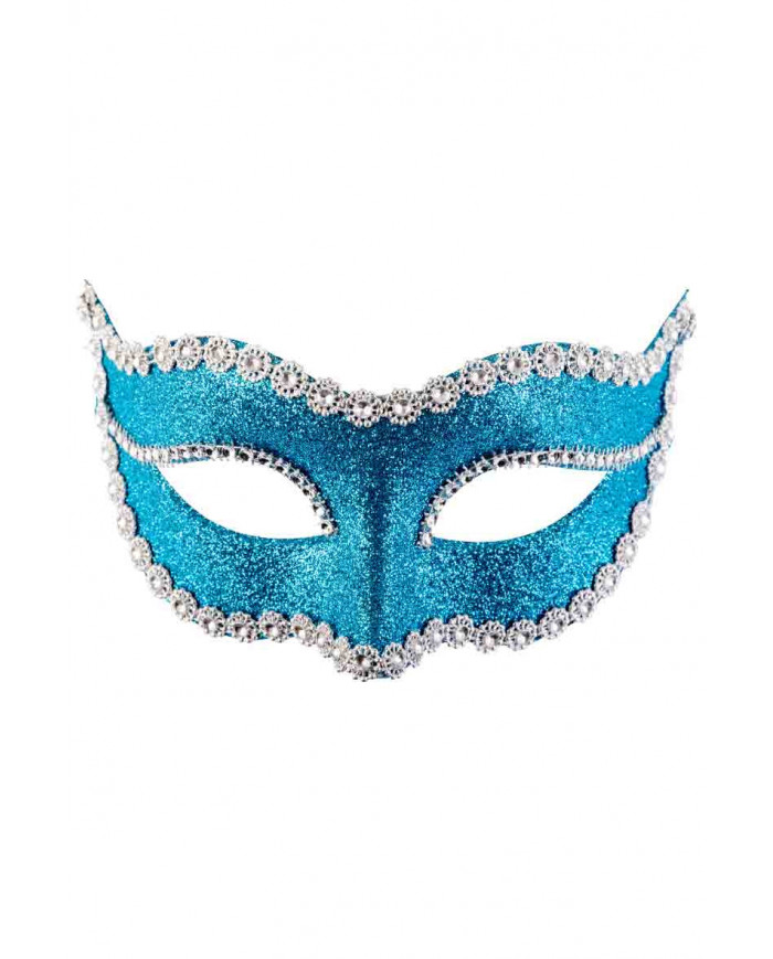 Elegant plastic half face mask, decorated with many light blue