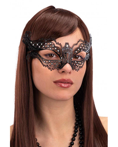 Elegant black metal mask decorated with rhinestones. Ideal for Elegant black metal mask decorated with rhinestones. Ideal for
