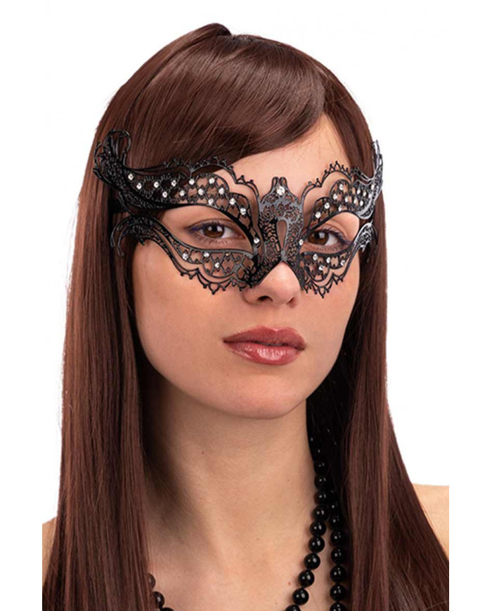 Elegant black metal mask decorated with rhinestones. Ideal for Elegant black metal mask decorated with rhinestones. Ideal for