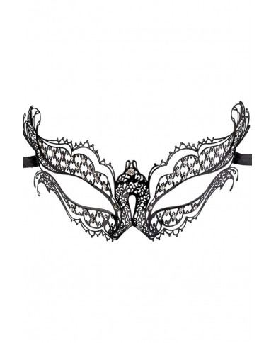 Elegant black metal mask decorated with rhinestones. Ideal for