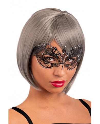 Elegant black metal mask decorated with rhinestones. Ideal for