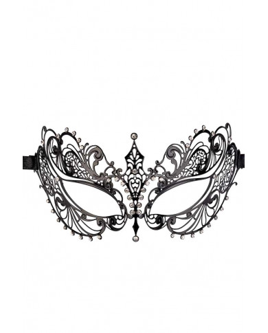 Elegant black metal mask decorated with rhinestones. Ideal for
