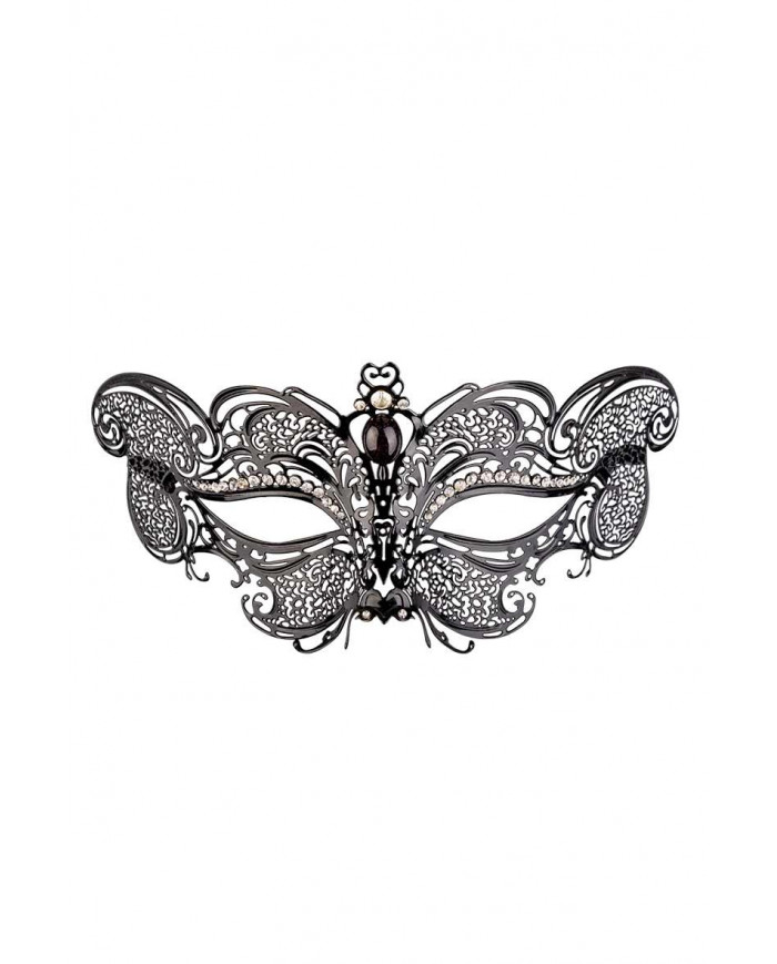 Elegant black metal mask decorated with rhinestones. Ideal for Elegant black metal mask decorated with rhinestones. Ideal for