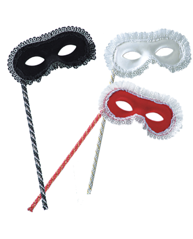 Flocked Eyemask W/Lace And Stick, Assorted Colors