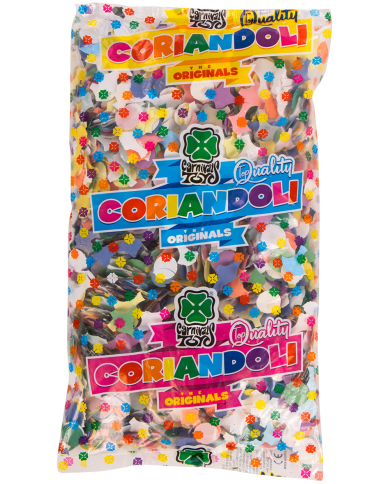 Coriandolone multicolor gr.150 circa diam. cm. 2 circa in busta