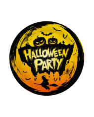 6 piatti in carta HAPPY HALLOWEEN arancioni diam.cm.23 ca. in termoretraibile con cartellino/etichetta
