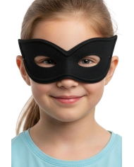 Black satin mask with label