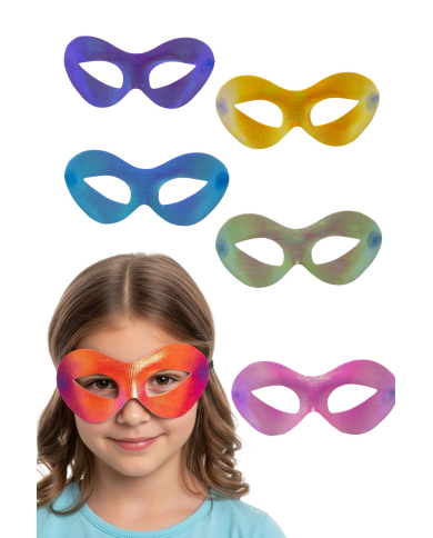 Masque métallisé couleurs pastel assorties en tissu sur papier cartonné