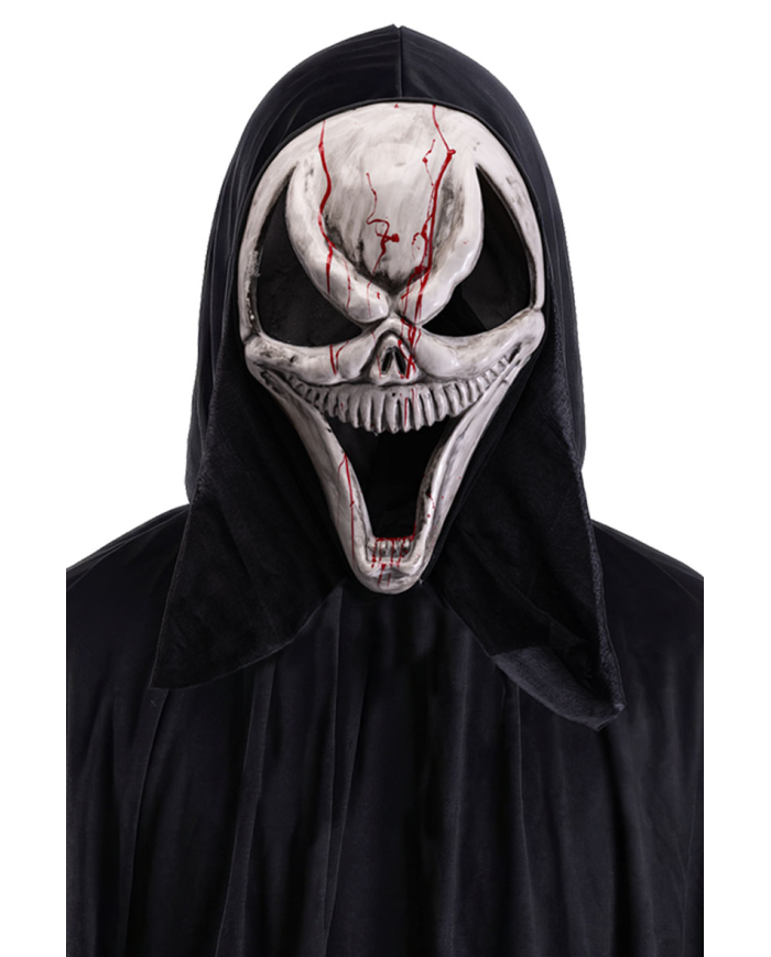 Ghost plastic mask with hood with header
