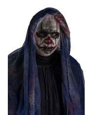 Maschera clown con cappuccio in plastica pitturata a mano con cartellino/etichetta