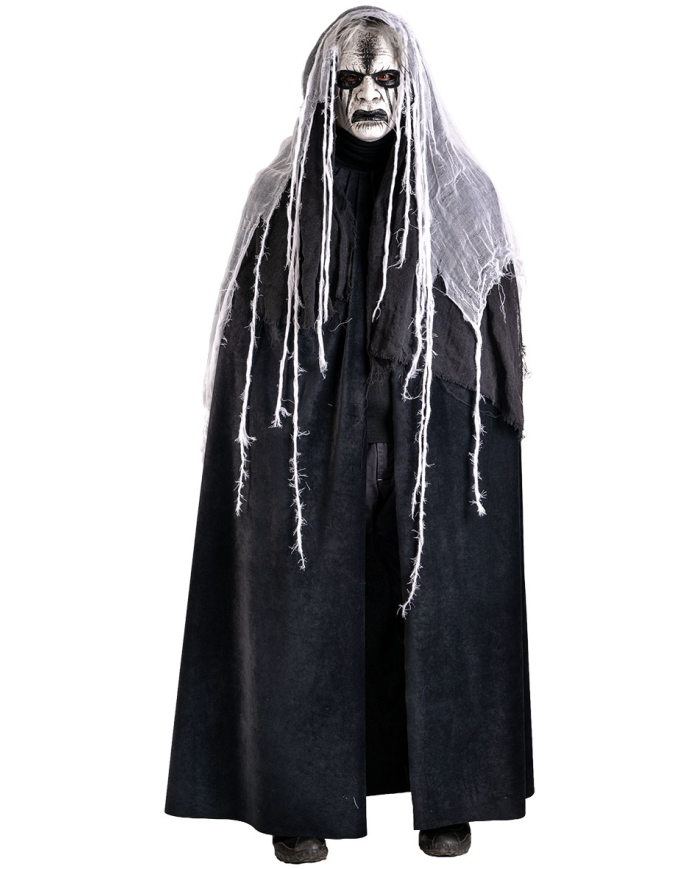 Maschera horror con cappuccio in plastica pitturata a mano con cartellino/etichetta