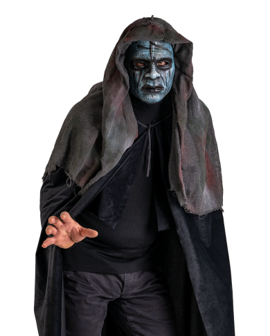 Maschera zombie con cappuccio in plastica pitturata a mano con cartellino/etichetta