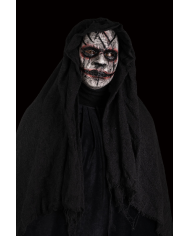 Maschera horror con cappuccio in plastica pitturata a mano con cartellino/etichetta