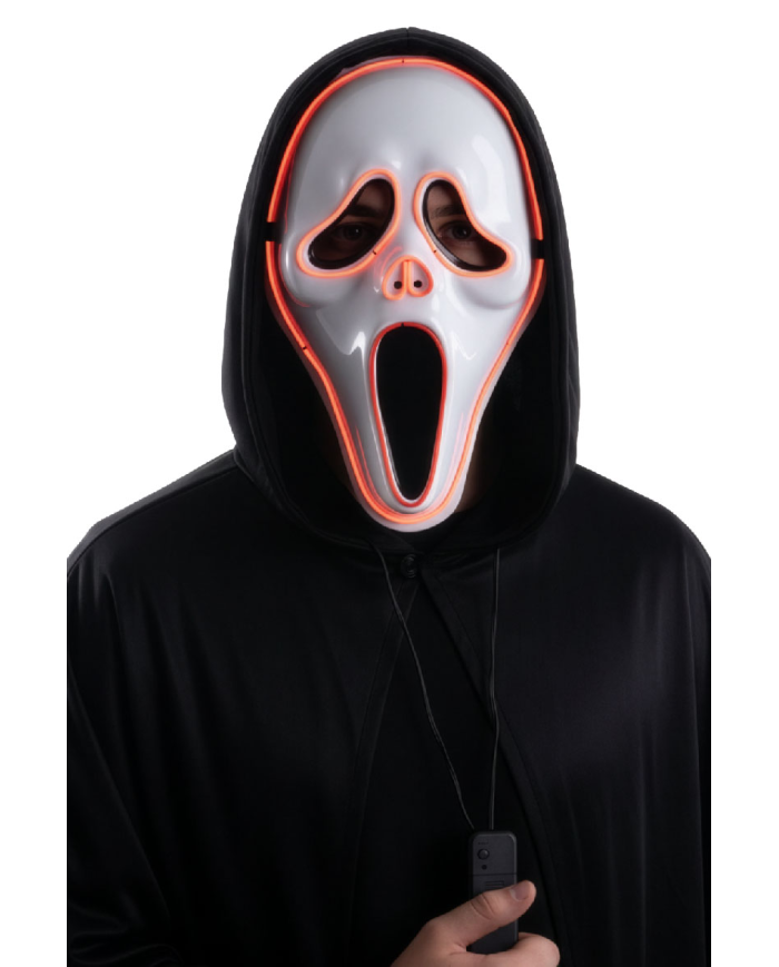 Ghost plastic mask with light-up decorations (batteries not included) in pbh