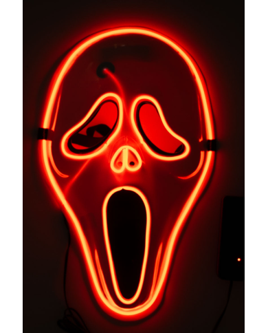 Masque fantôme en plastique avec décorations lumineuses (piles non comprises) dans un sachet avec carte d’en-tête