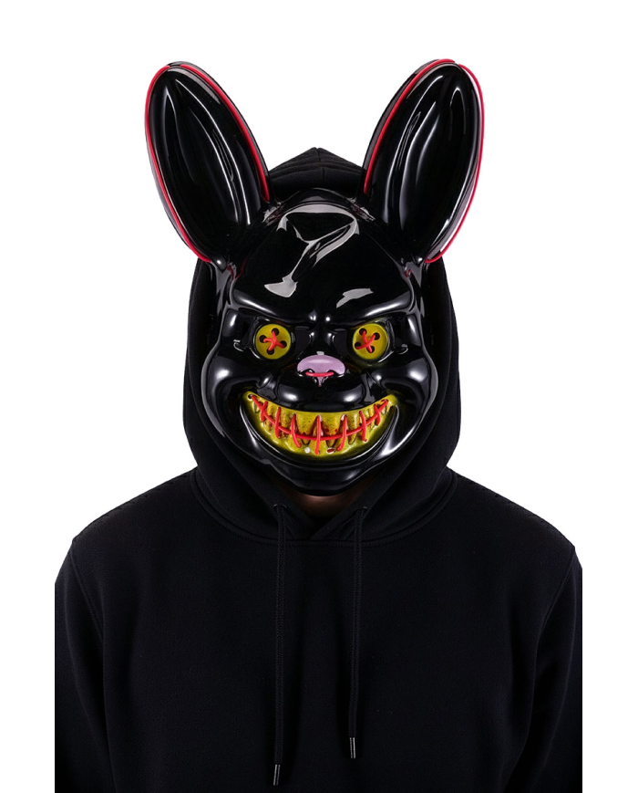 Horror-Hasenmaske aus Kunststoff mit Leuchtdekorationen (Batterien nicht enthalten) in Beutel