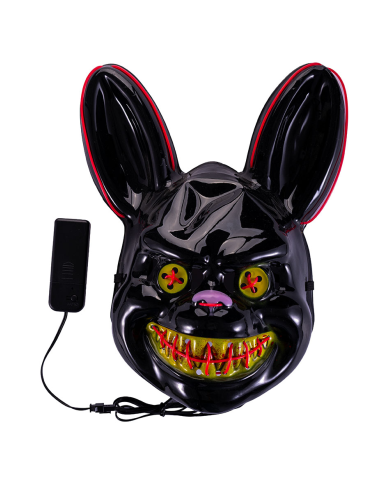 Horror rabbit plastic mask with light-up decorations (batteries not included) in bag
