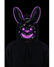 Horror rabbit plastic mask with light-up decorations (batteries not included) in bag