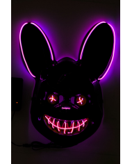 Horror rabbit plastic mask with light-up decorations (batteries not included) in bag