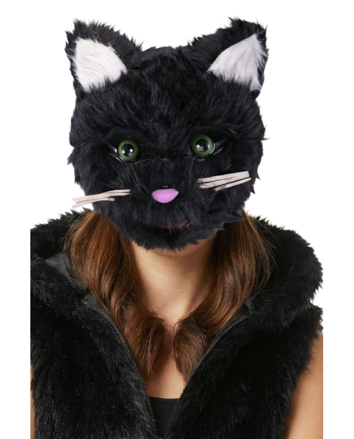 Maschera gatto in plastica con peluche con cavallotto