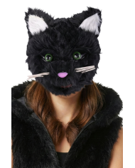 Masque chat en plastique avec peluche avec carte d’en-tête