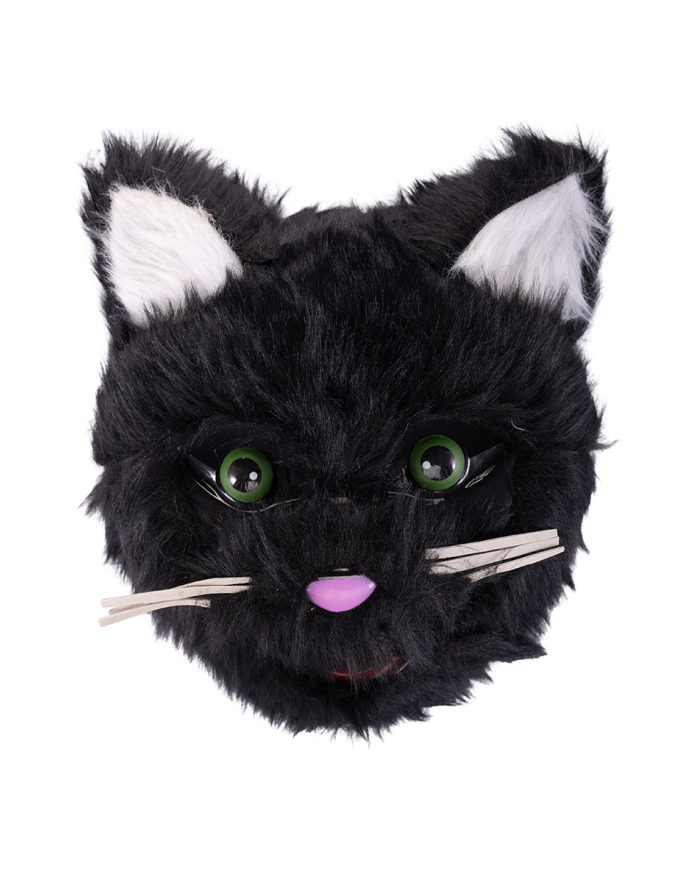 Maschera gatto in plastica con peluche con cavallotto