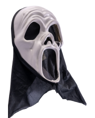 Máscara fantasma de plástico con capucha con solapa de cartón