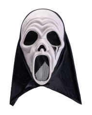 Maschera fantasma in plastica con cappuccio con cavallotto