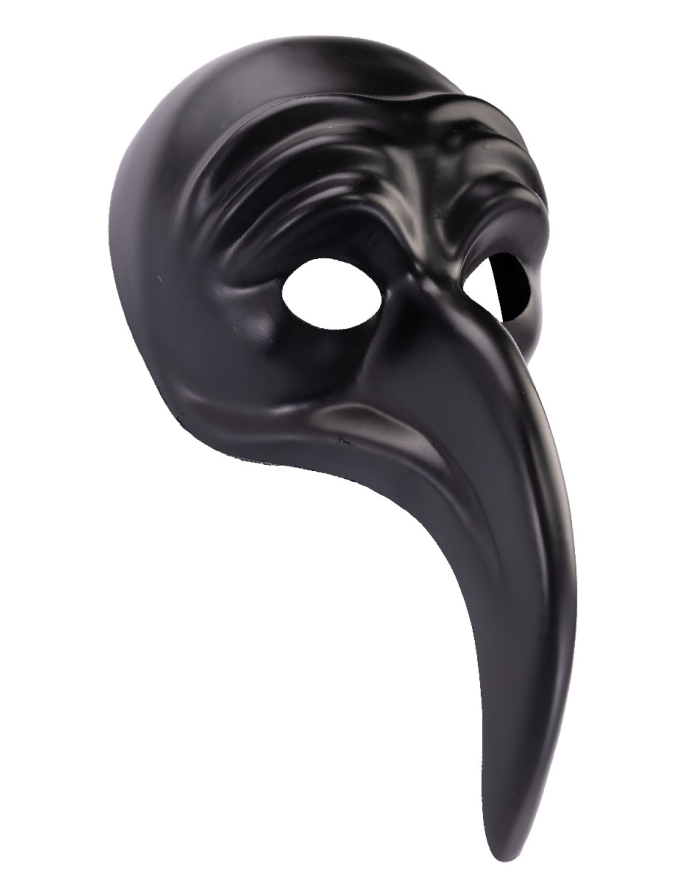 Masque noir long nez en plastique avec étiquette volante/étiquette