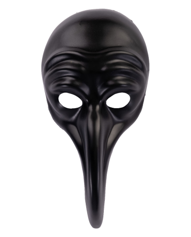 Maschera nera naso lungo in plastica con cartellino/etichetta