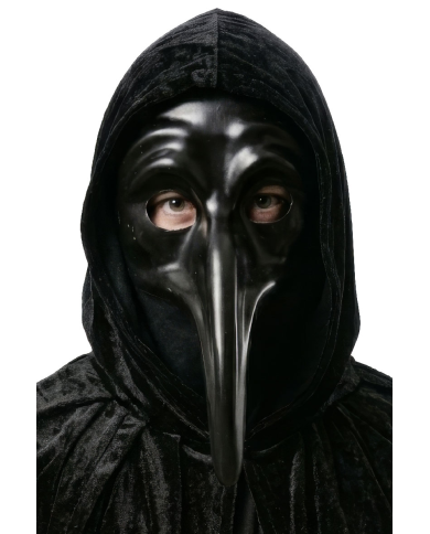 Maschera nera naso lungo in plastica con cartellino/etichetta