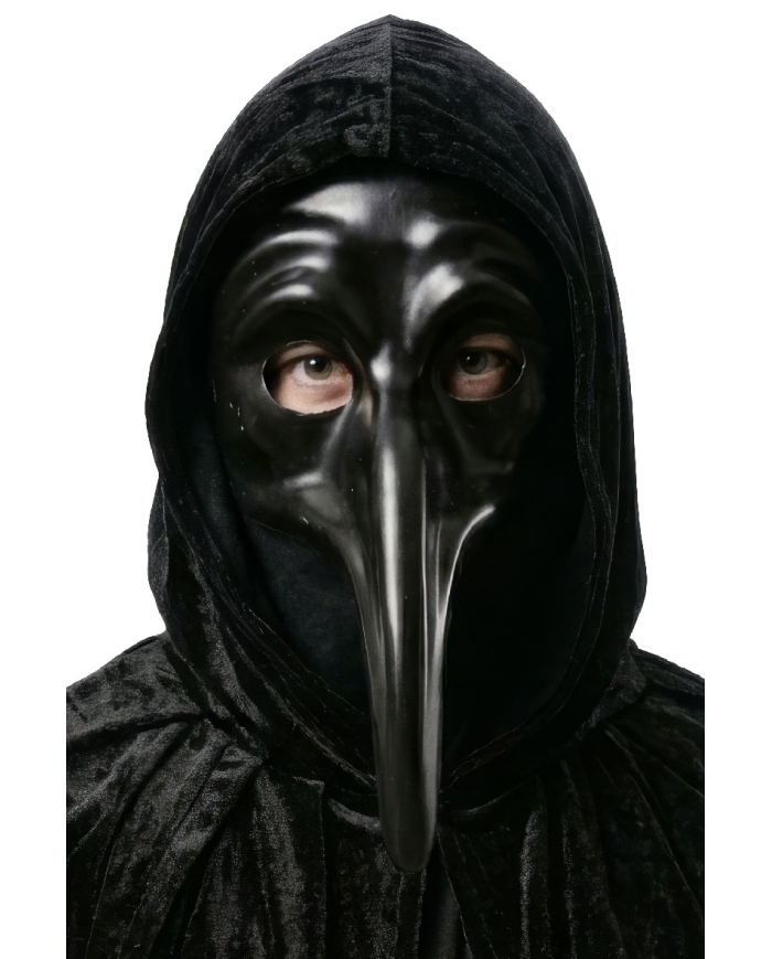 Masque noir long nez en plastique avec étiquette volante/étiquette