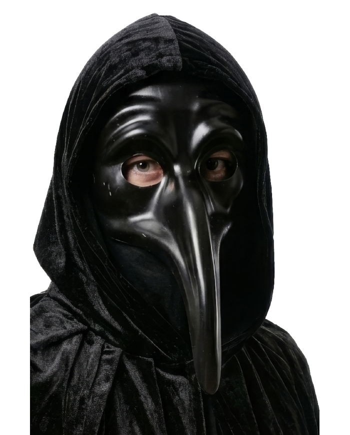 Masque noir long nez en plastique avec étiquette volante/étiquette