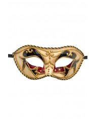 Chinless mask in plastic with embossed decorations, trimmings Chinless mask in plastic with embossed decorations, trimmings