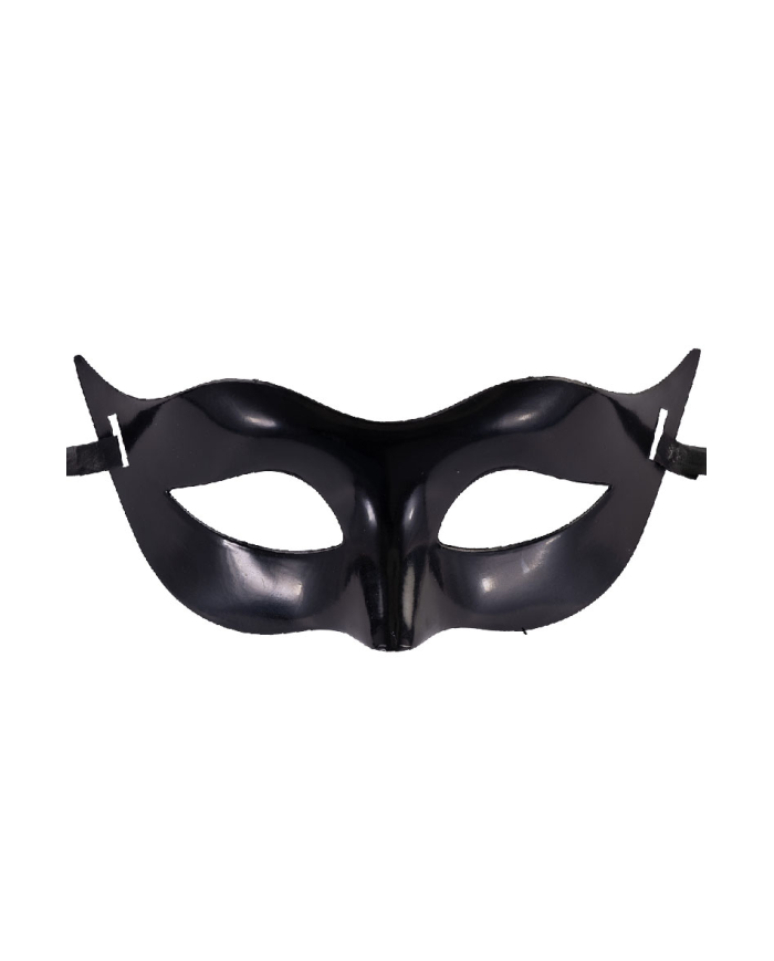Black plastic mask on card