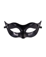 Black plastic mask on card