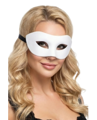 White plastic domino mask on card
