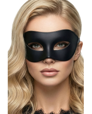 Black plastic domino mask on card