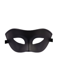 Schwarze Domino Augenmaske aus Kunststoff auf Pappkarton