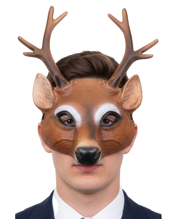 Masque cerf en plastique sur papier cartonné
