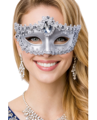 Silver mask with decorations on card