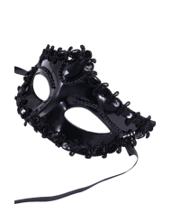 Black mask with decorations on card