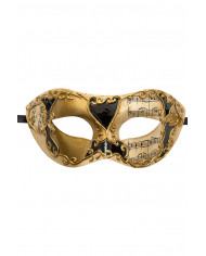 Venetian chinless mask in plastic with embossed golden Venetian chinless mask in plastic with embossed golden