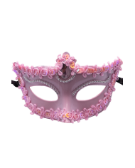Pink mask with decorations on card