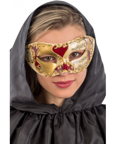 Venetian chinless mask in plastic with embossed golden