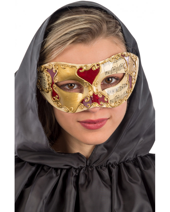 Venetian chinless mask in plastic with embossed golden